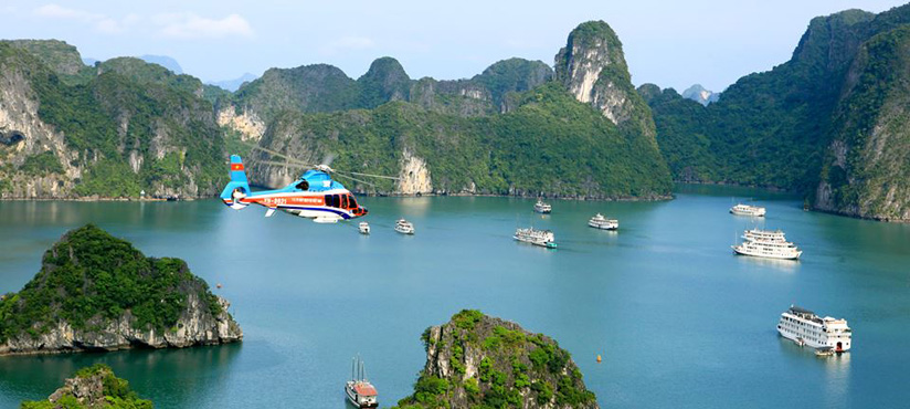 A Helicopter in Ha Long Bay - Vietnam Private Jet Operator